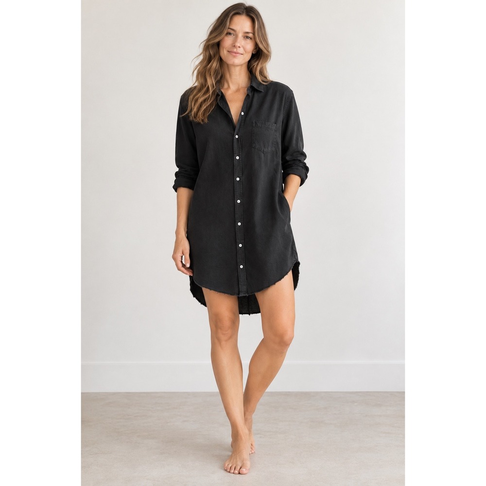 Frank & Eileen Mary Famous Denim Black Shirtdress Dress Small Made in USA